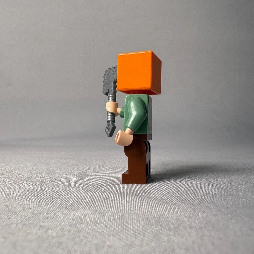 LEGO Minecraft Alex Minifigure with Stone Axe Accessory Green Tunic Brown Pants